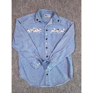 Vintage Disney Catalog 101 Dalmatians Denim Shirt Medium Embroidered